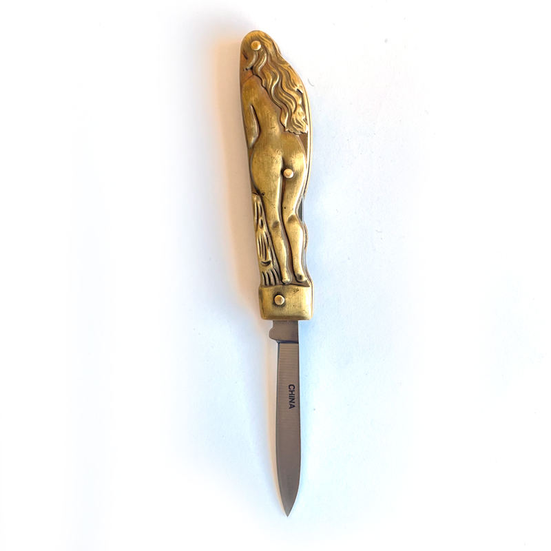 Sold at Auction: Vtg Parker cut co. Naked lady brass pocket knife