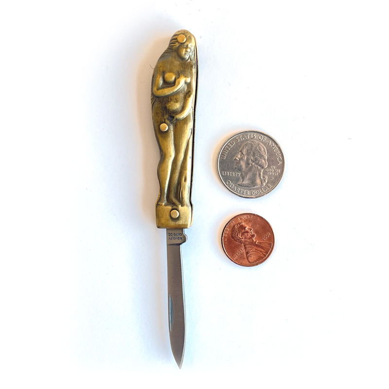 Sold at Auction: Vtg Parker cut co. Naked lady brass pocket knife